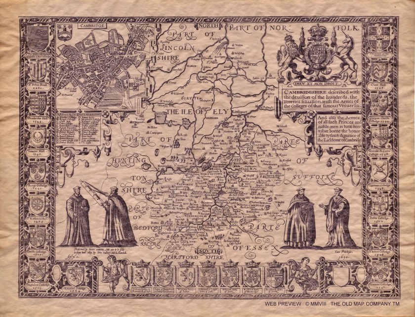 John Speed 1610 Map of Cambridgeshire