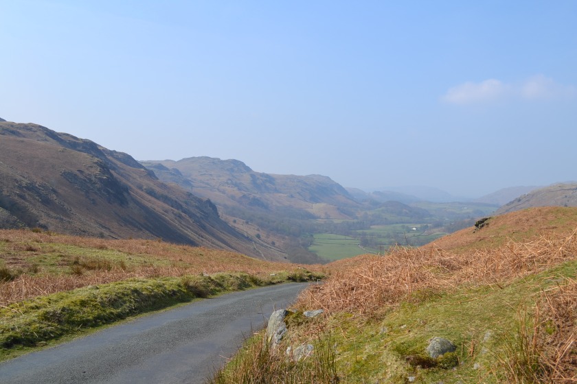 Hardknott Pass, the Lake District, Cumbria.  The single-track B-road which crosses from the Eskdale Valley to Windermere is the access point to the Roman ruins. © Brandon Wilgus, 2015.